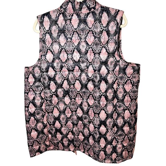 Bobeau Snakeskin Pink and Black Puffer Vest - Size 1X - Picture 2 of 2